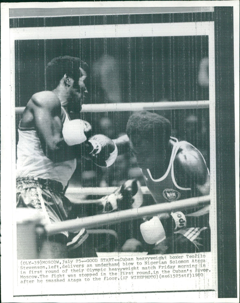 Moscow Olympic Games 1980- Boxing Teofilo Stevenson- Solomon Ataga - Vintage Photograph