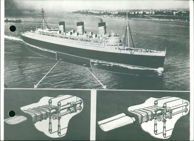 Stabilizers for the "Queen Mary" - Vintage Photograph