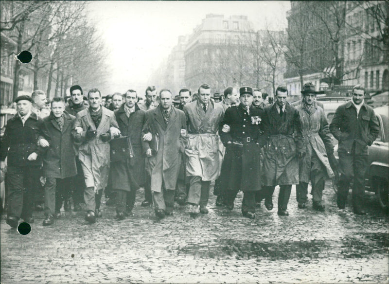 Police officers demonstrating in Paris - Vintage Photograph