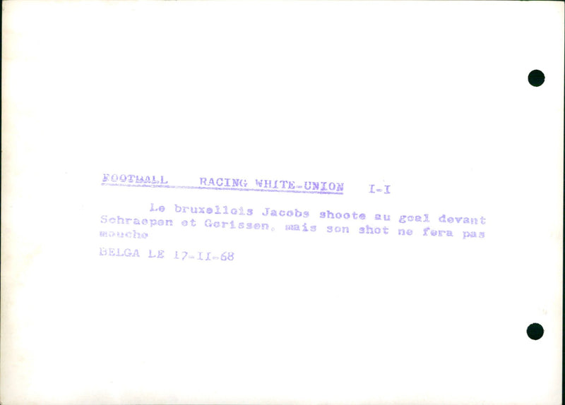 Belgian Football: Racing White- Union St. Gillis - Vintage Photograph