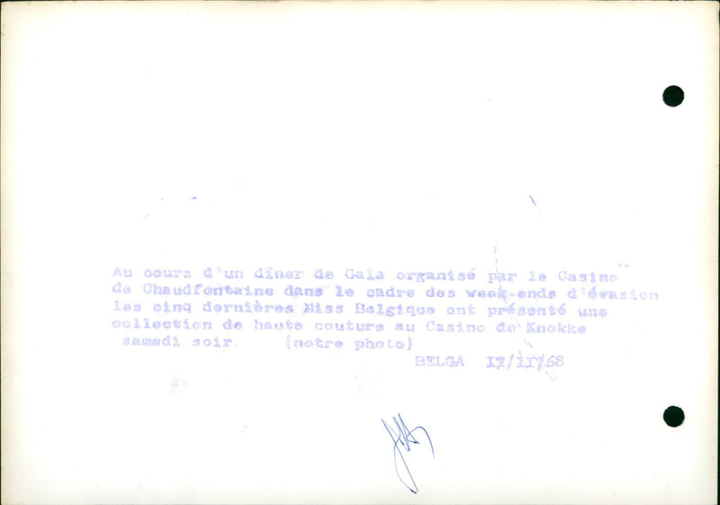 1968 Gala at the Casino of Knokke with Belgian misses. - Vintage Photograph