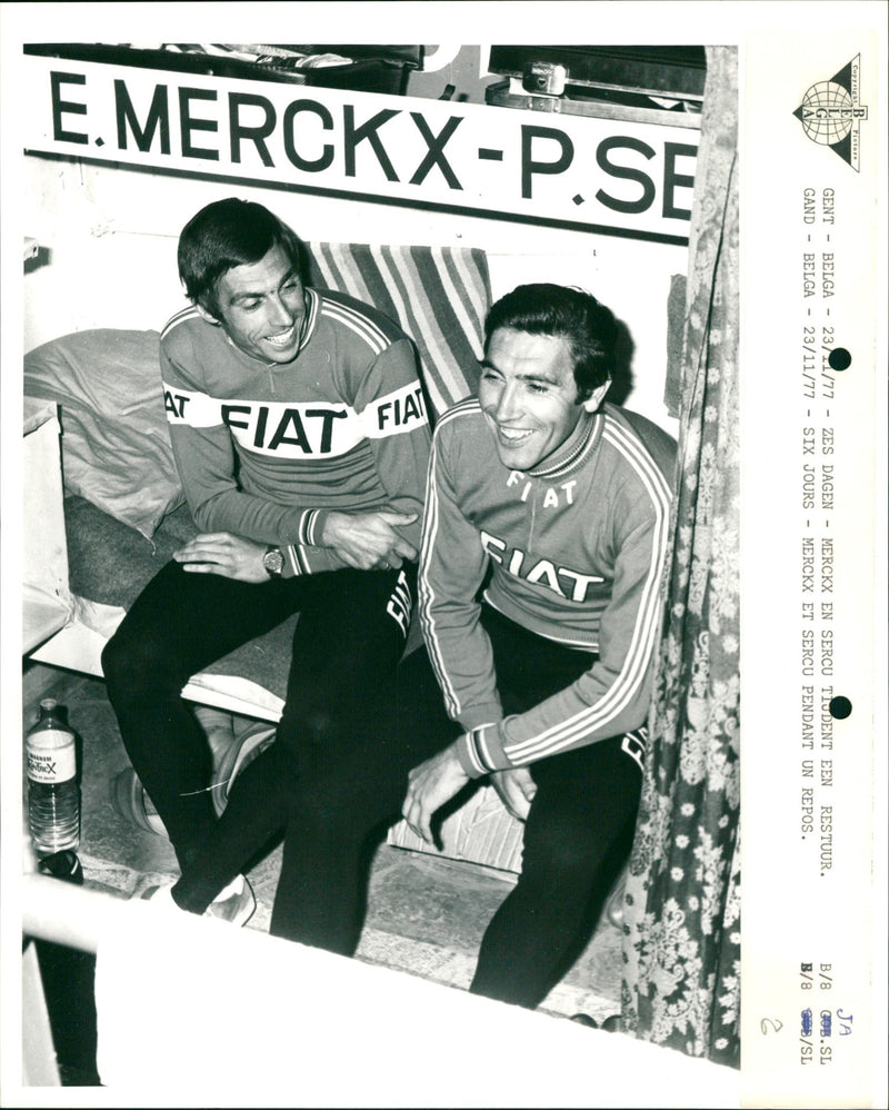 Eddy Merckx and Sercu during a break - Vintage Photograph