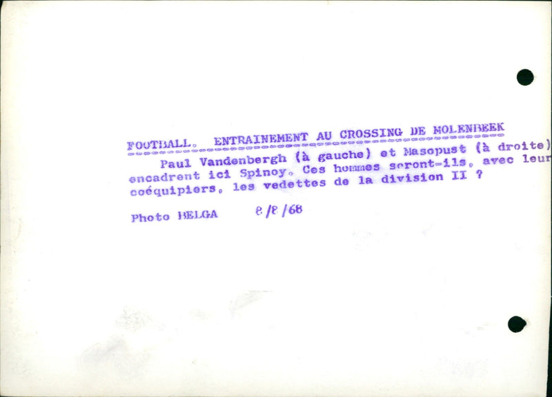 Belgian Football: Molenbeek in training - Vintage Photograph