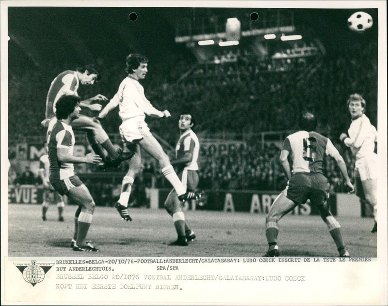 Ludo Coeck makes the first goal with a head ball - Vintage Photograph