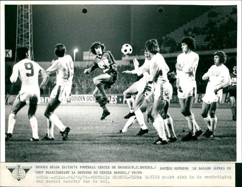 Davies masters the ball in the defense of Cerkel - Vintage Photograph