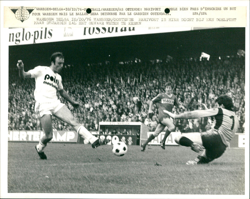 Marivoet is close to a goal, but Dujardin will block it - Vintage Photograph