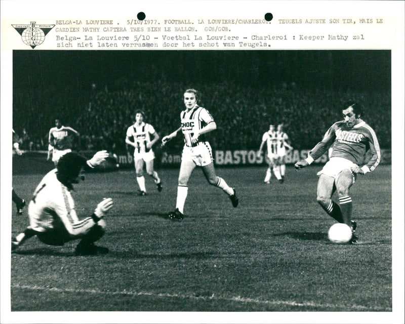 Belgian football duel opposing the clubs of Charleroi and La Louviere - Vintage Photograph