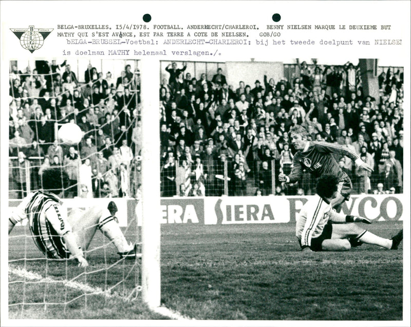 Benny Nielsen marks the second goal - Vintage Photograph