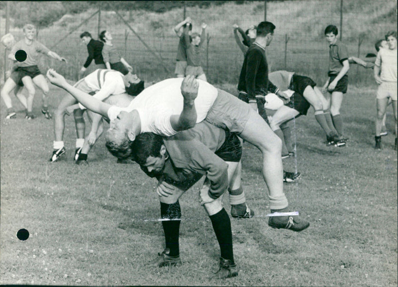 Belgian soccer players during training - Vintage Photograph