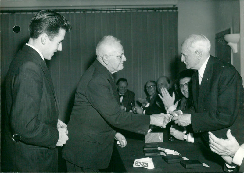 Mr. Hermes president congratulates Gaston Roelants - Vintage Photograph