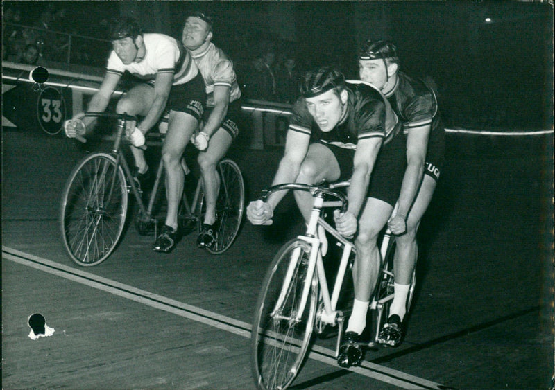 Cycling at Antwerp's Sport Palace. - Vintage Photograph