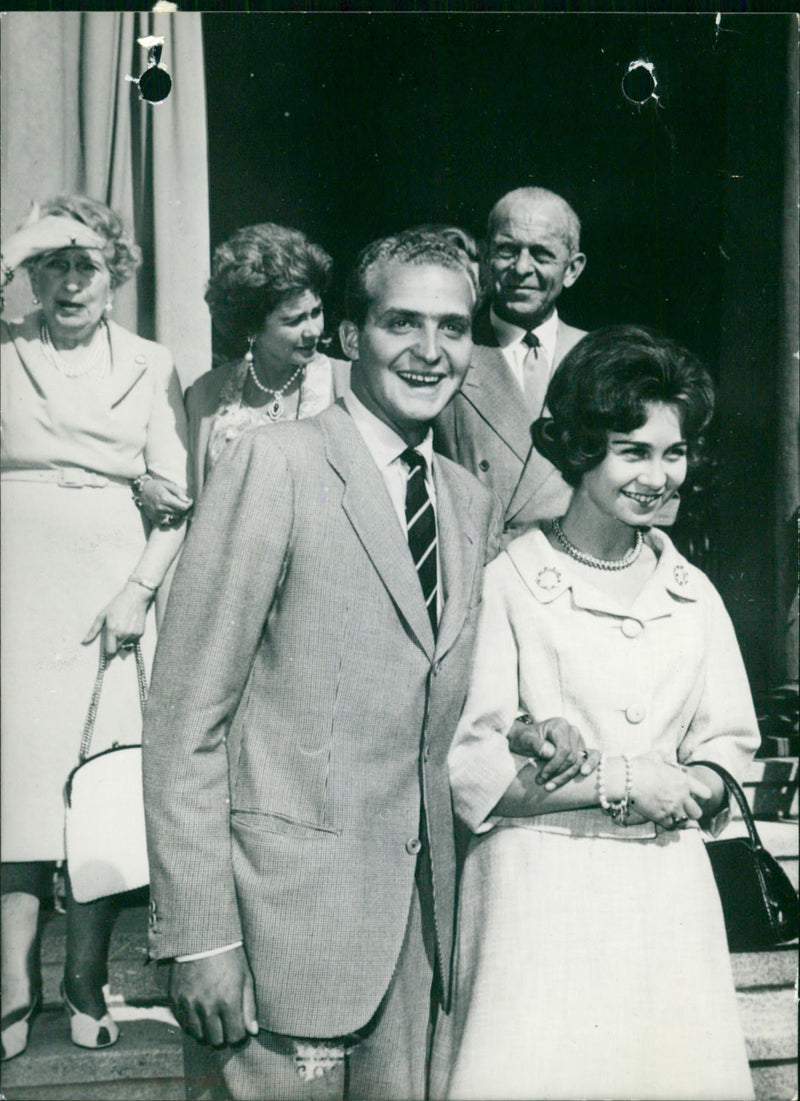 Don Juan Carlos de Bourbon and his fiancée, Princess Sophie of Greece - Vintage Photograph