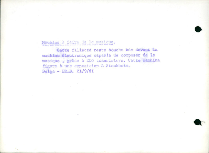 A girl in front of a music making machine - Vintage Photograph