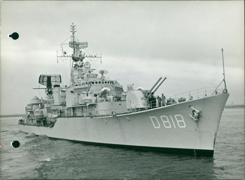 Dutch navy ship in Antwerp. - Vintage Photograph