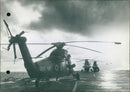 Military helicopter in the midnight sun. - Vintage Photograph
