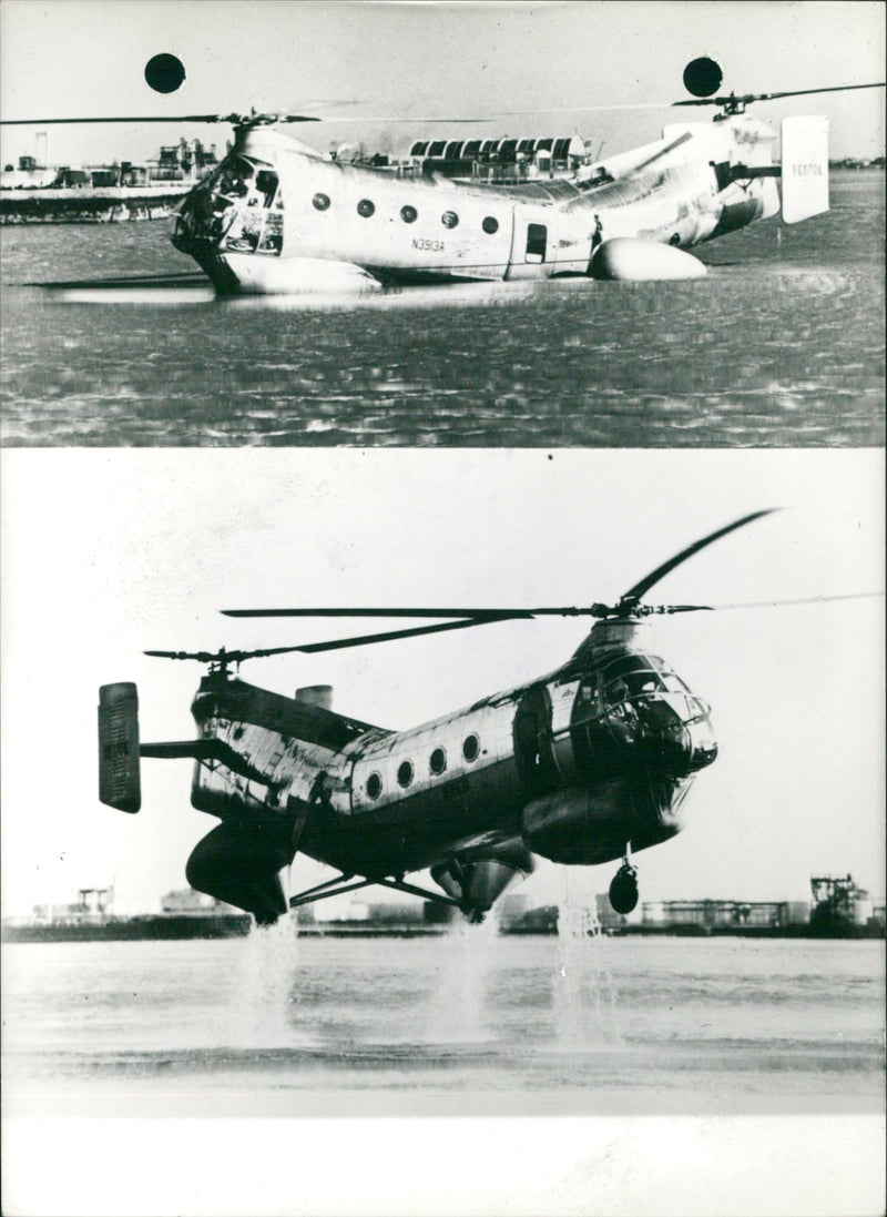 Floating helicopters - Vintage Photograph