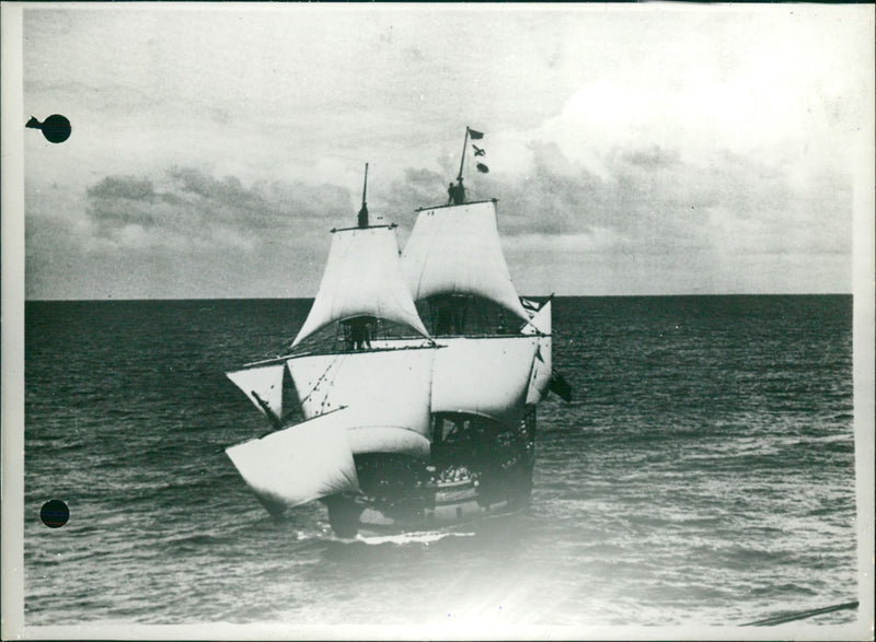 The "Mayflower II" sails out - Vintage Photograph