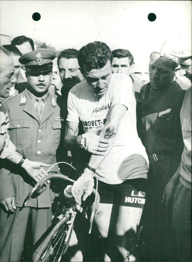 Louison Bobet takes up the pink jersey - Vintage Photograph