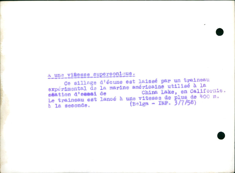 Supersonic sledge of the American Navy. - Vintage Photograph