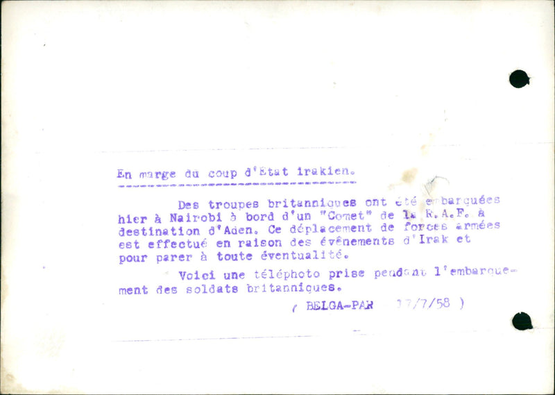 British troops on RAF "Comet" - Vintage Photograph