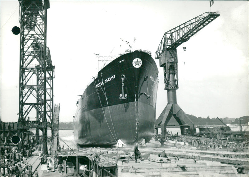 Prince Albert at launch of an oil tanker - Vintage Photograph