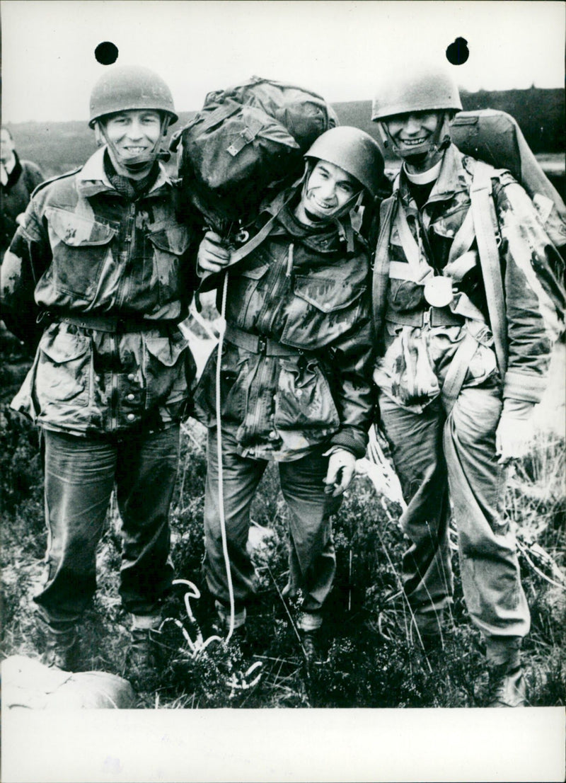 Three cheerful paratroopers - Vintage Photograph