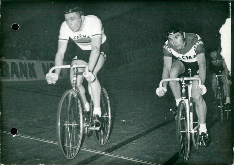 Eddy Merckx and Peter Post in a cycling competition - Vintage Photograph