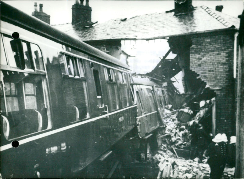 One train in houses - Vintage Photograph