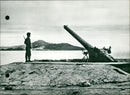 Israeli sentry looking at a cannon in the Gulf of Akaba - Vintage Photograph