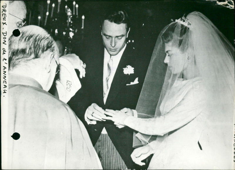 Count Evrard de Limburg Stirum marries Princess Helene of France - Vintage Photograph