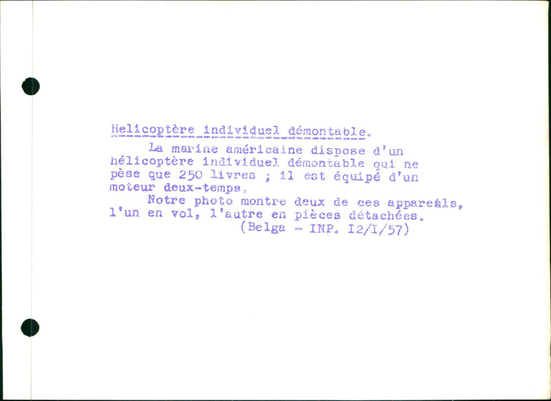 Ultralight one-person helicopter - Vintage Photograph