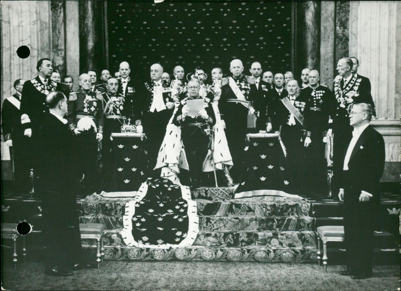 King Gustaf Adolf, Mr. Erlander, Mr. Unden, Prince Wilhelm and Bertil - Vintage Photograph