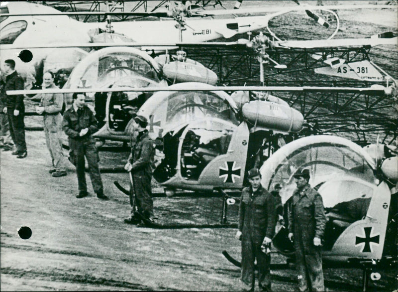 Handover of 4 American helicopters to German army - Vintage Photograph