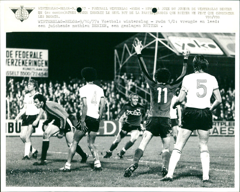 Belgian football duel opposing the clubs of Winterslag and RWDM - Vintage Photograph