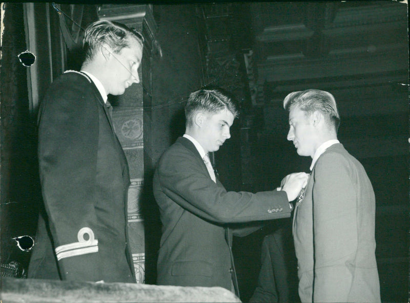 Wilfried Annys receives medal of honor from Prince Albert - Vintage Photograph