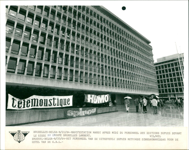 Employees of publisher Dupuis protest in Brussels. - Vintage Photograph
