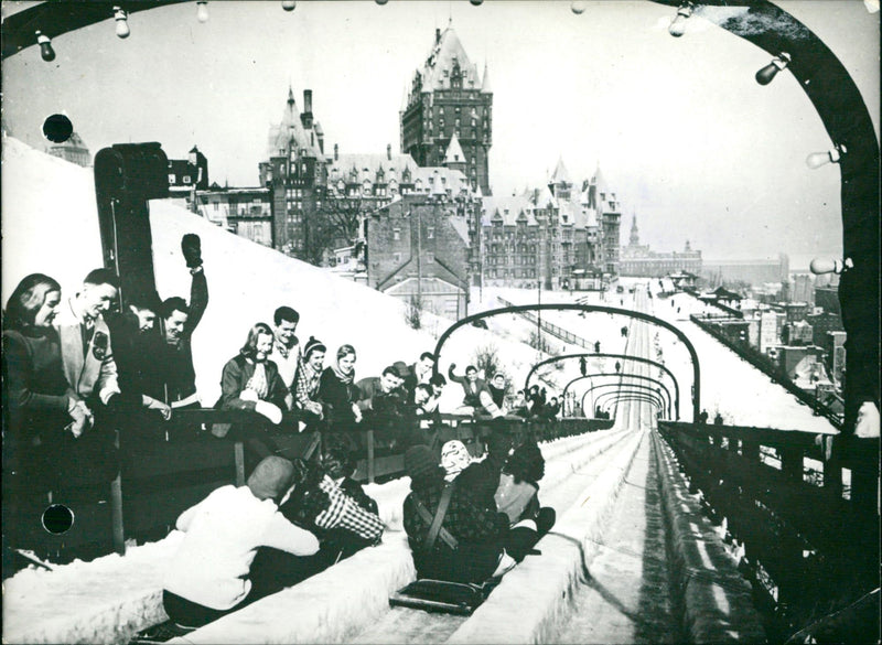 Winter fun in Canada. - Vintage Photograph