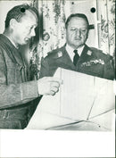 General Loshe Dayan discussing with General Burns - Vintage Photograph