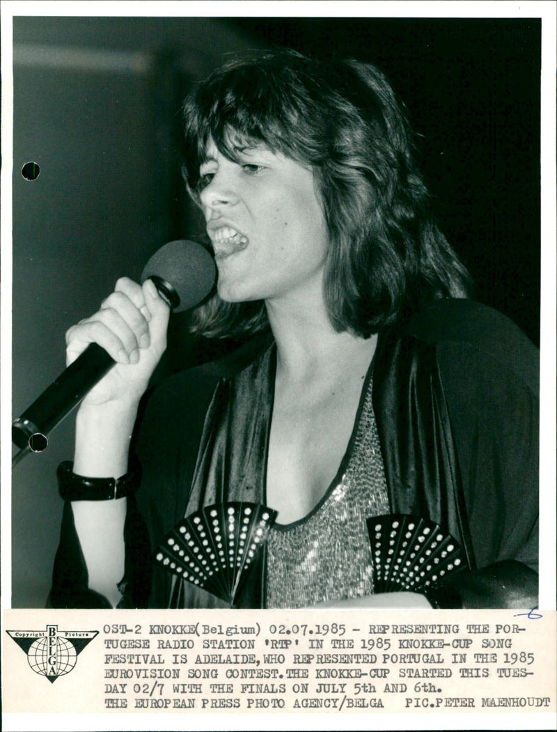 Adelaide at the Knokke-Cup Song Festival in 1985 - Vintage Photograph