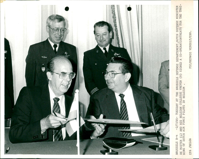 Minister de Ruiter and his Belgian collegue Vreven - Vintage Photograph