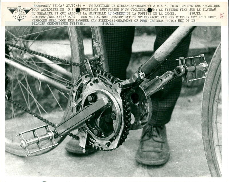 System that increases muscle power on bicycle. - Vintage Photograph