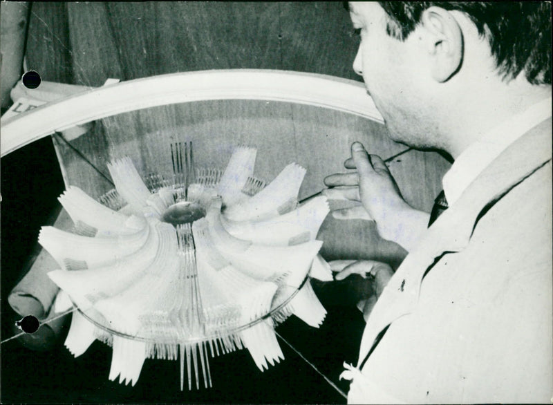 The Champe-Elysees roundabout in Paris has been equipped with four new fountains by Max Ingrand. - Vintage Photograph