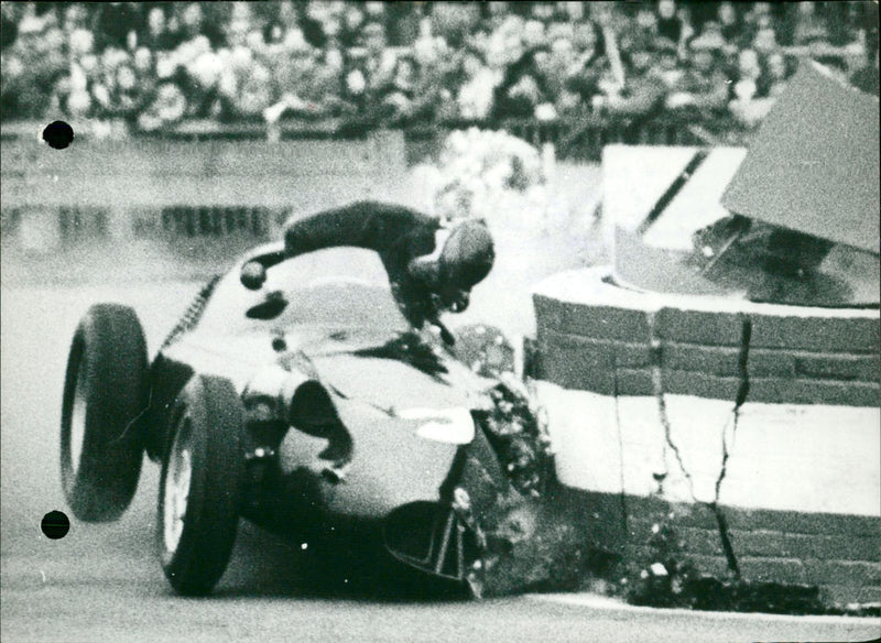 Jean Behra during the Glover Trophy car race - Vintage Photograph