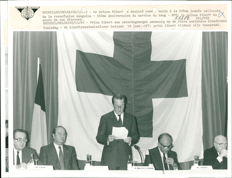 Prince Albert at 50th anniversary of the Blood Transfusion Service - Vintage Photograph