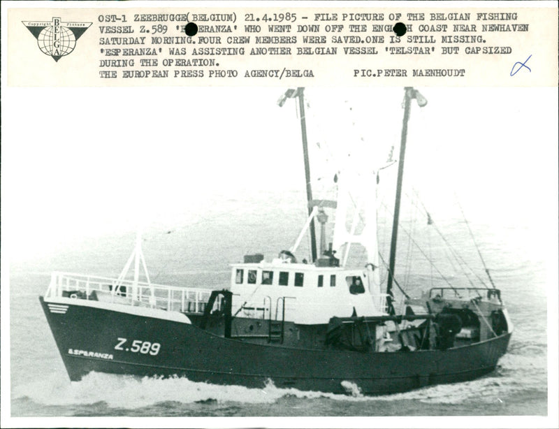 Belgian fishing vessel z.589 'Esperanza' - Vintage Photograph