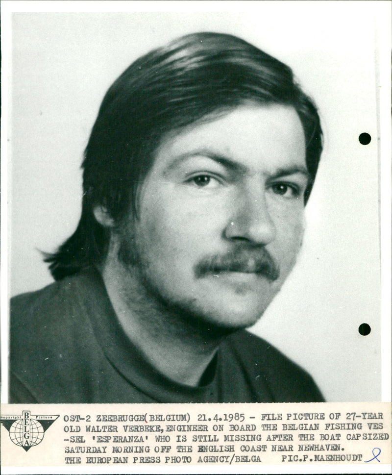 Walter Verbeke, 27 year old engineer, missing crew member - Vintage Photograph