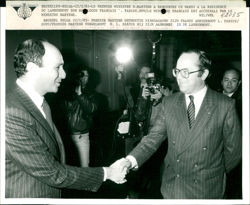 Prime Minister Martens meets his French colleague - Vintage Photograph