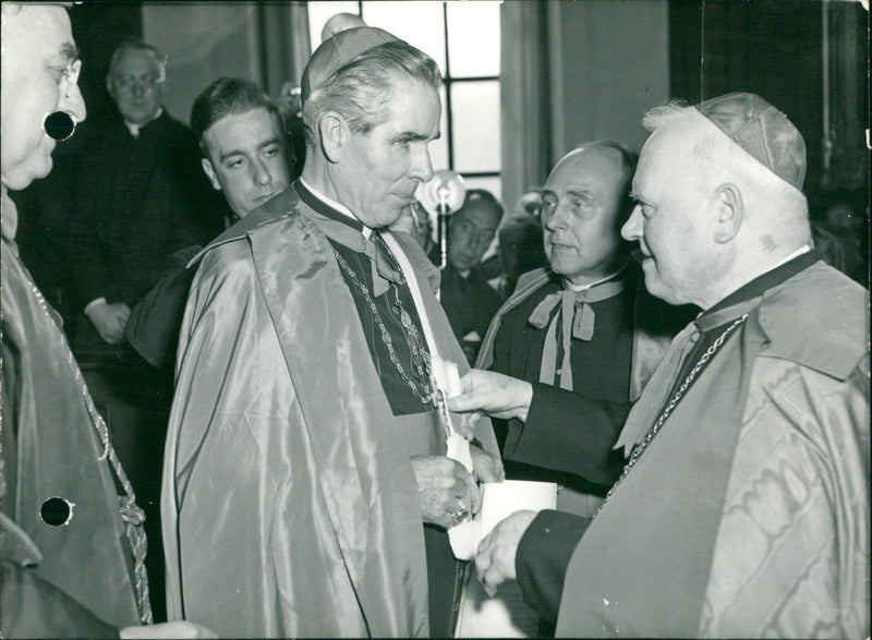 Cardinal van Roey and Mgr Fulton J. Sheen - Vintage Photograph