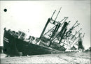 Firefighters on a Ship ablaze - Vintage Photograph