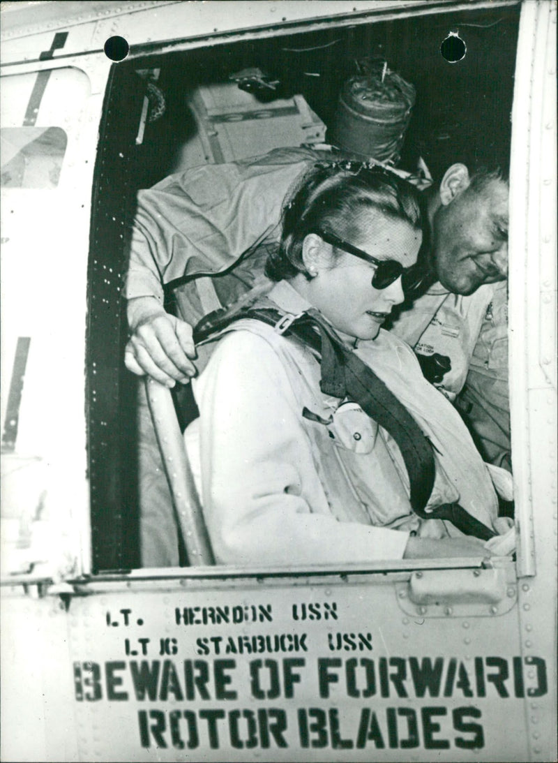 Princess Grace in a helicopter - Vintage Photograph